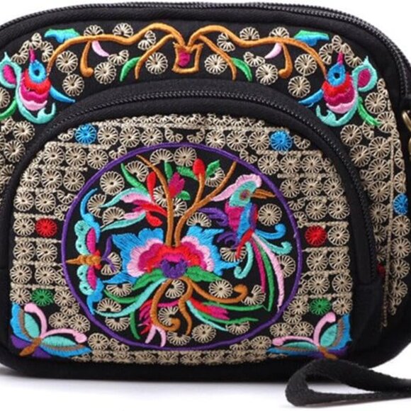 Charming Embroidered Crossbody Bag - Stylish Women's Messenger & Cellphone Pouch - Picture 1 of 8